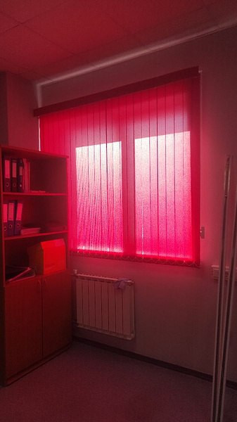 Вертикальные жалюзи с волансом, ткань Лайн красный_L-10